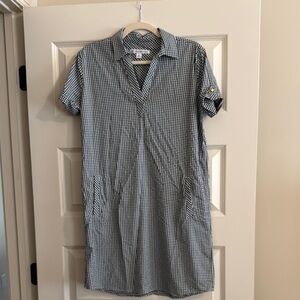 Southern Tide Black Checked Polo Collar Shirt Dress